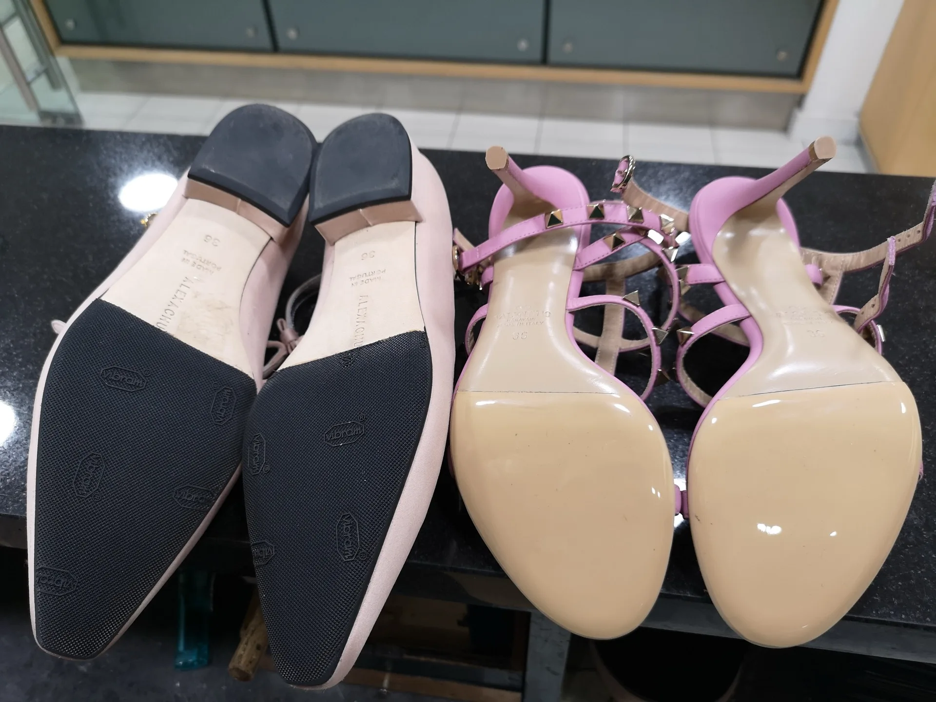 Designer heels after sole repair - The Cobbler's Studio Banstead